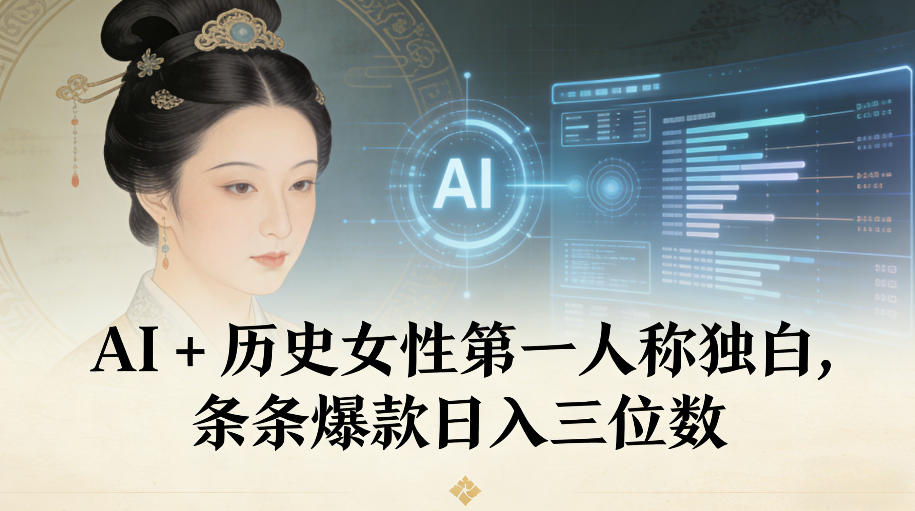 AI+历史女性第一人称独白，条条爆款日入三位数-离锋创库