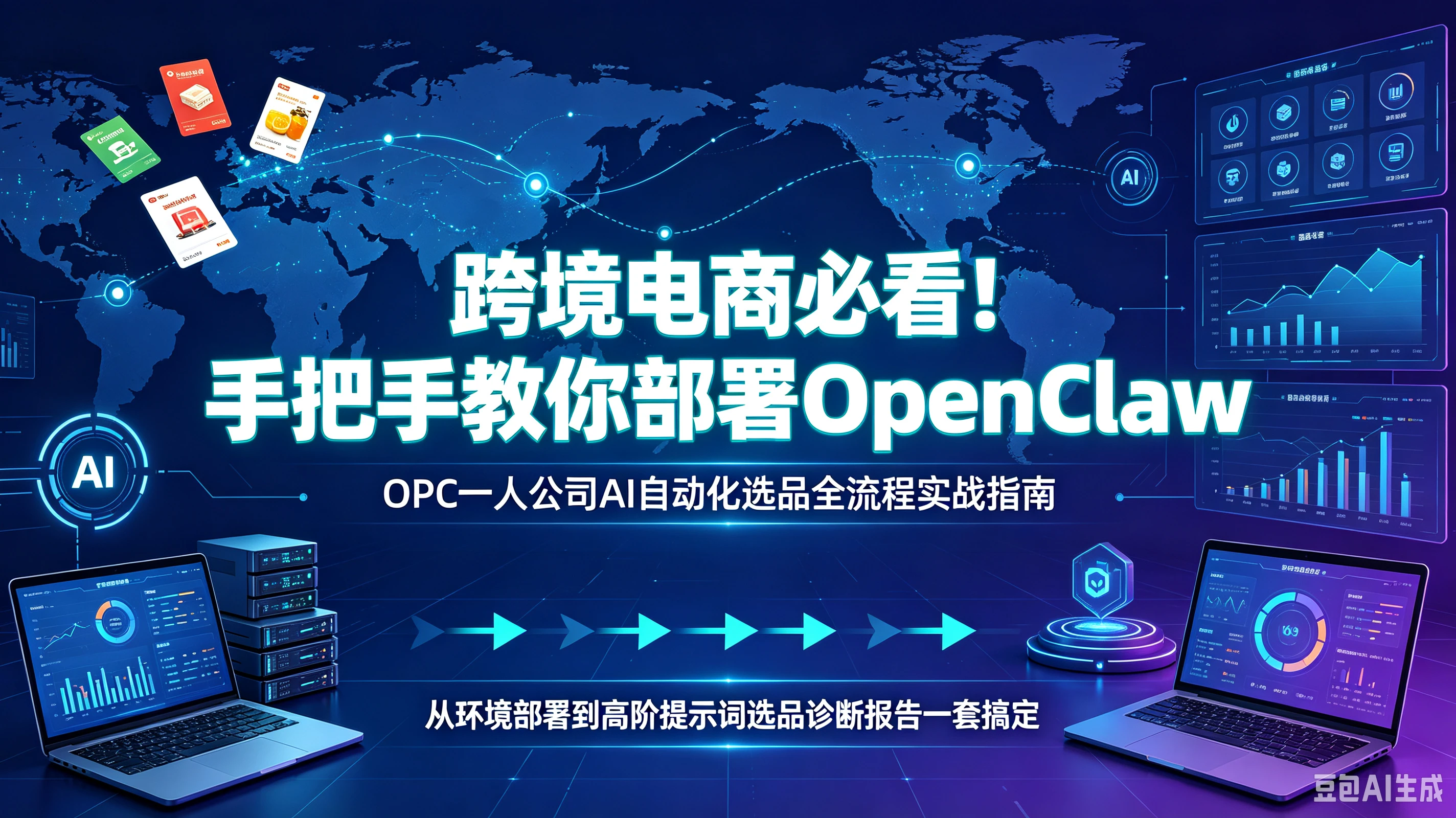 【精】跨境电商必看!手把手教你部署OpenClaw,OPC一人公司AI自动化选品全流程实战指南,从环境部署到高阶提示词选品诊断报告一套搞定-离锋创库