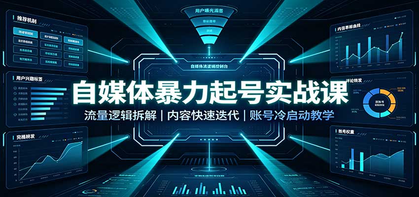 自媒体暴力起号实战课：流量逻辑拆解，内容快速迭代，账号冷启动教学-离锋创库