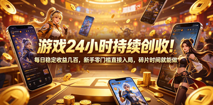 游戏24小时持续创收！每日稳定收益几百，新手零门槛直接入局，碎片时间就能做【揭秘】-离锋创库