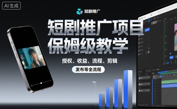 短剧推广项目保姆级教学，授权、收益、流程、剪辑，发布等全流程-离锋创库