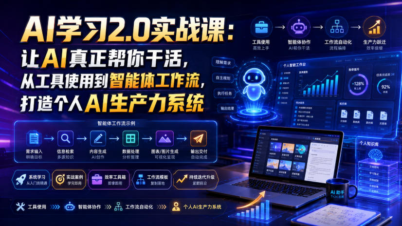 AI学习2.0实战课：让AI真正帮你干活，从工具使用到智能体工作流，打造个人AI生产力系统-离锋创库