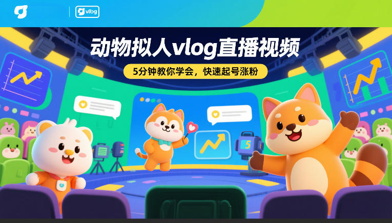 动物拟人vlog直播视频，5分钟教你学会，快速起号涨粉-离锋创库