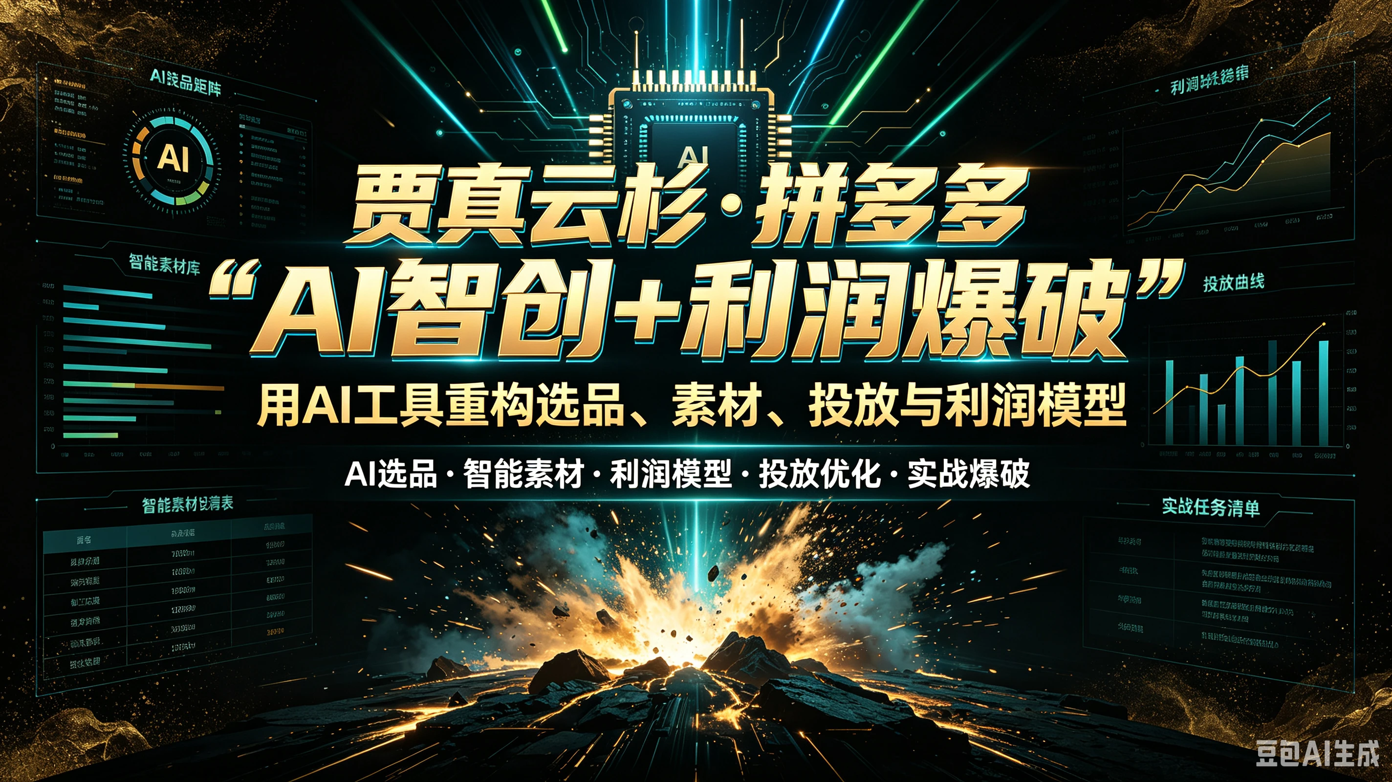 【精】Guho贾真云杉·拼多多“AI智创+利润爆破”用AI工具重构选品、素材、投放与利润模型-离锋创库