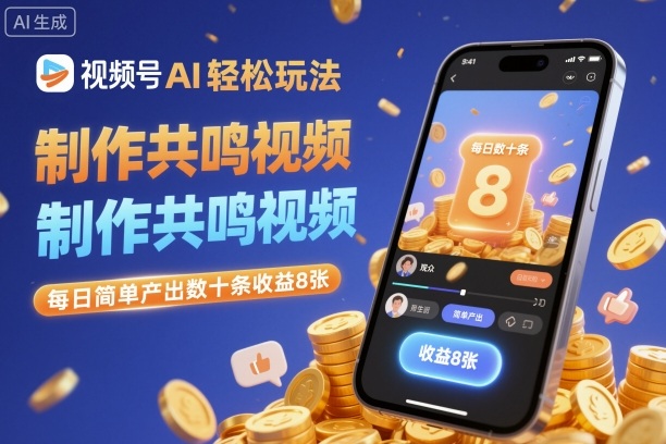视频号AI轻松玩法，制作共鸣视频，每日简单产出数十条收益8张-离锋创库