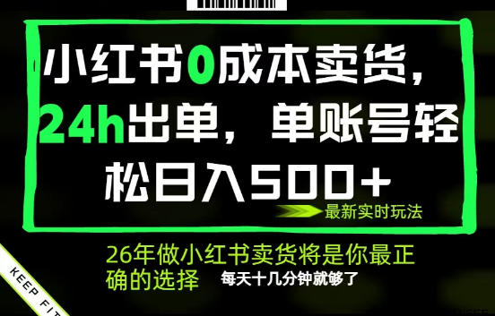 小红书0成本AI卖货，24小时出单，全流程托管，保底日入500+，每天十几分钟就够了【揭秘】-离锋创库