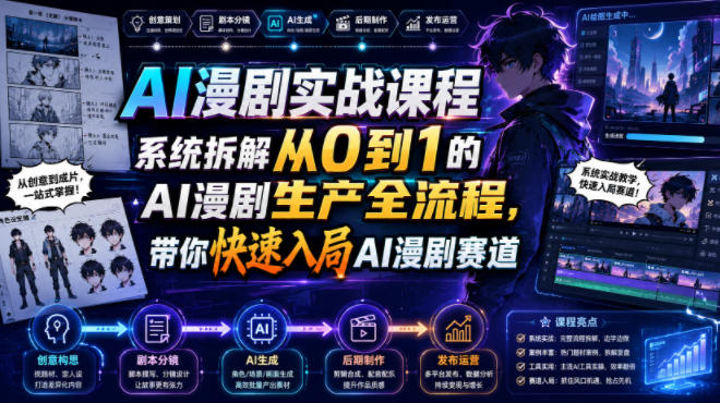 AI漫剧实战课程，系统拆解从0到1的AI漫剧生产全流程，带你快速入局AI漫剧赛道（更新）-离锋创库