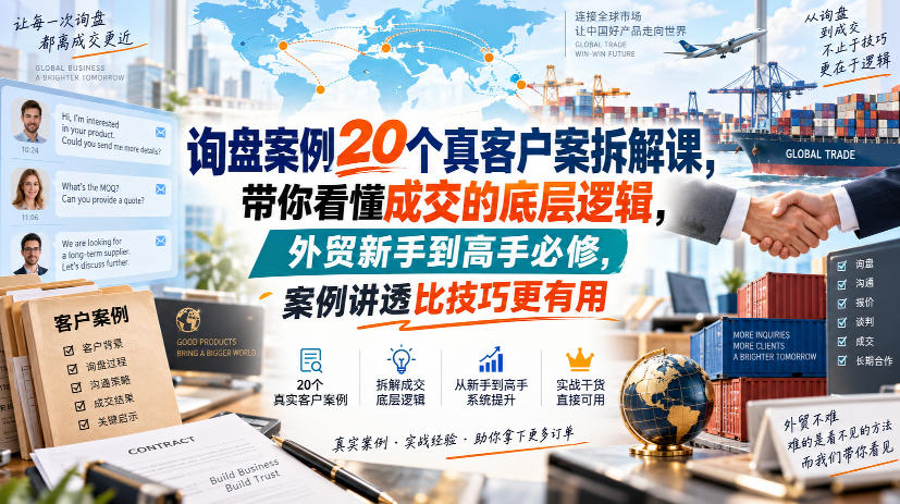 询盘案例20个真客户案拆解课,带你看懂成交的底层逻辑,外贸新手到高手必修,案例讲透比技巧更有用 询盘案例20个真客户案拆解课,带你看懂成交的底层逻辑,外贸新手到高手必修,案例讲透比技巧更有用