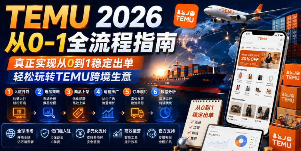 TEMU 2026从0-1全流程指南，真正实现从0到1稳定出单，轻松玩转TEMU跨境生意-离锋创库