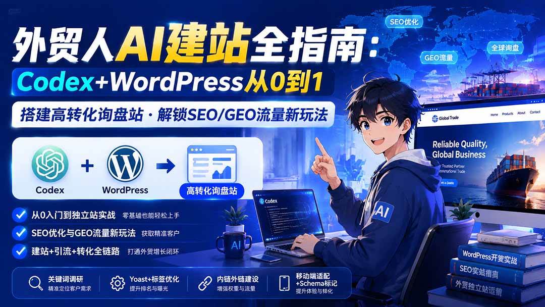 (19818期)外贸人AI建站全指南:Codex+WordPress从0到1·搭建高转化询盘站·解锁SEO/GEO流量新玩法-更新 (19818期)外贸人AI建站全指南:Codex+WordPress从0到1·搭建高转化询盘站·解锁SEO/GEO流量新玩法-更新