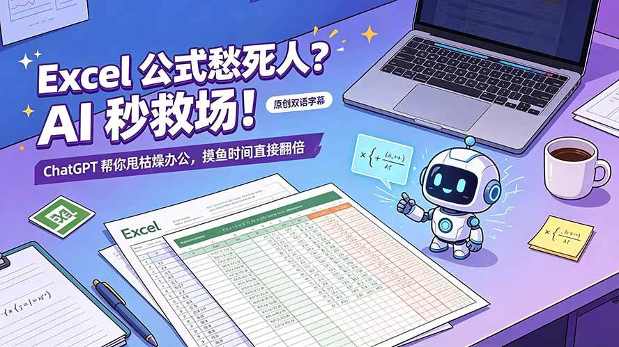 （19487期）Excel 公式愁死人？AI 秒救场！ChatGPT 帮你甩枯燥办公，摸鱼时间直接翻倍【原创双语字幕】-离锋创库