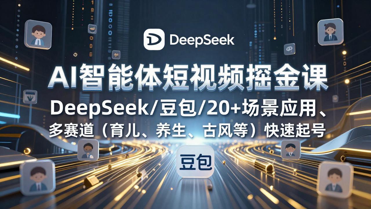 【精】AI智能体短视频掘金课，DeepSeek/豆包/20+场景应用、多赛道（育儿、养生、古风等）快速起号-离锋创库