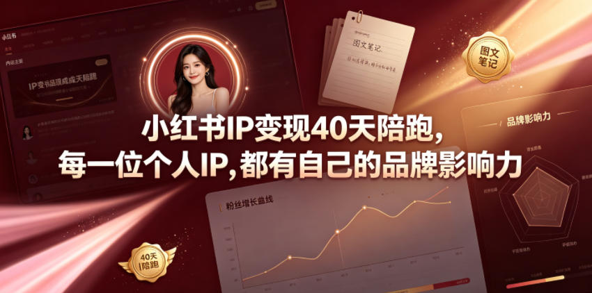 小红书IP变现40天陪跑，每一位个人IP，都有自己的品牌影响力-离锋创库