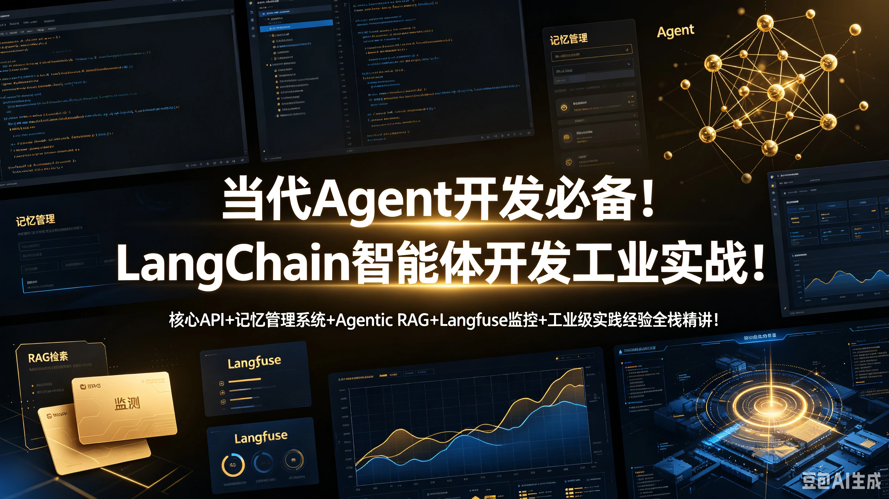 【精】当代Agent开发必备！LangChain智能体开发工业实战！核心API+记忆管理系统+Agentic RAG+Langfuse监控+工业级实践经验全栈精讲！-离锋创库