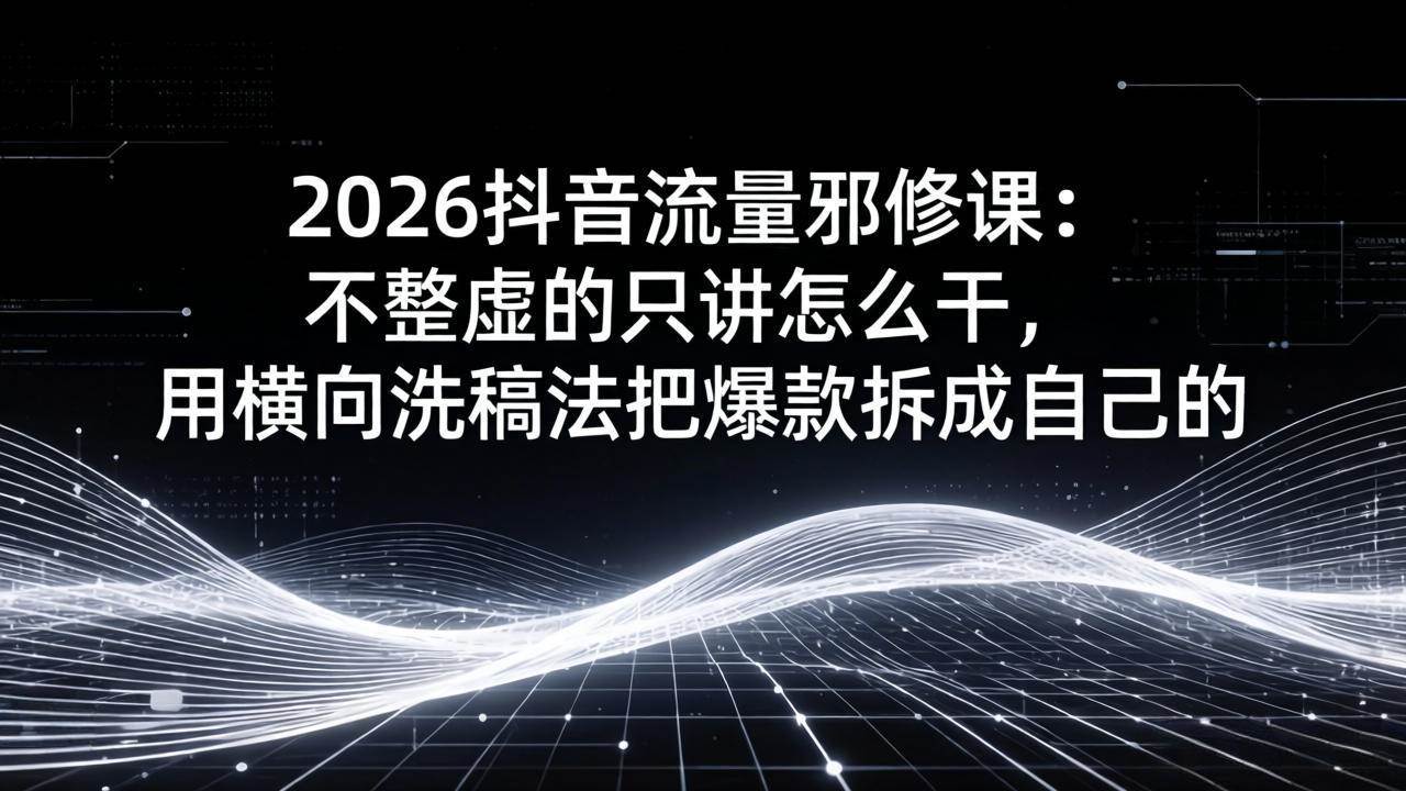 （17725期）2026抖音流量邪修课：不整虚的只讲怎么干，用横向洗稿法把爆款拆成自己的-离锋创库