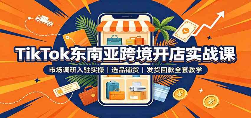 TikTok东南亚跨境开店实战课:市场调研入驻实操,选品铺货,发货回款全套教学-离锋创库