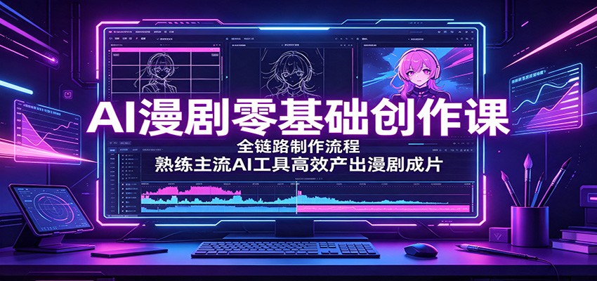 AI漫剧零基础创作课：全链路制作流程，熟练主流AI工具高效产出漫剧成片-离锋创库