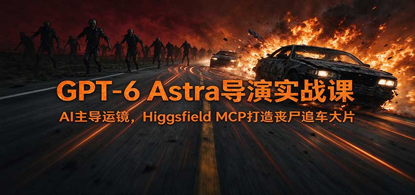 GPT-6 Astra导演实战课：AI主导运镜，Higgsfield MCP打造丧尸追车大片-离锋创库