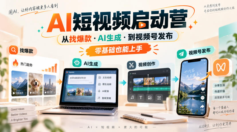AI短视频启动营，从找爆款·AI生成·到视频号发布，零基础也能上手-离锋创库