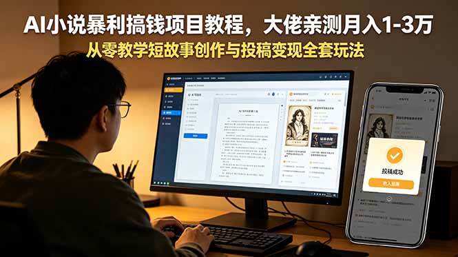 （18913期）AI小说暴利搞钱项目教程-更新，大佬亲测月入1-3万，从零教学短故事创作与投稿变现全套玩法-离锋创库