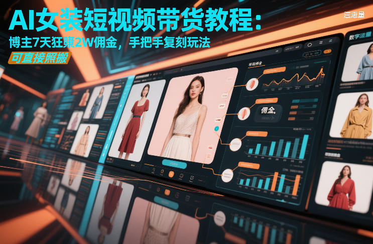 AI女装短视频带货教程：博主7天狂賺2W佣金，手把手复刻玩法，可直接照搬-离锋创库