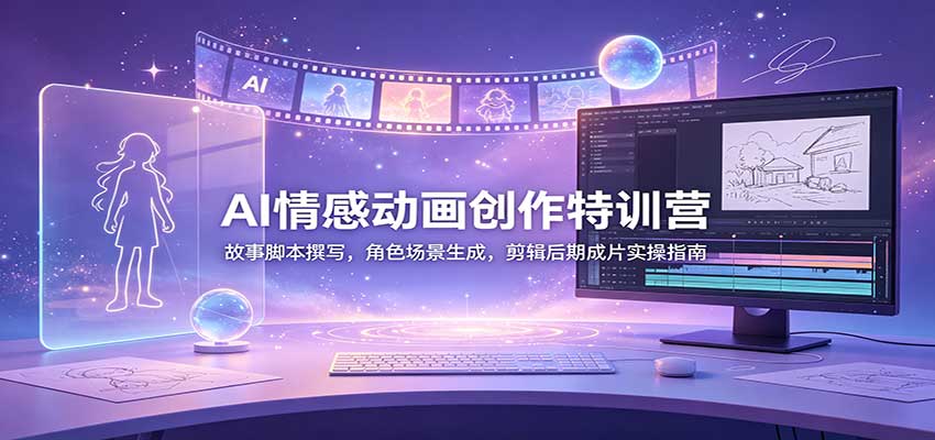 AI情感动画创作特训营:故事脚本撰写,角色场景生成,剪辑后期成片实操指南-离锋创库