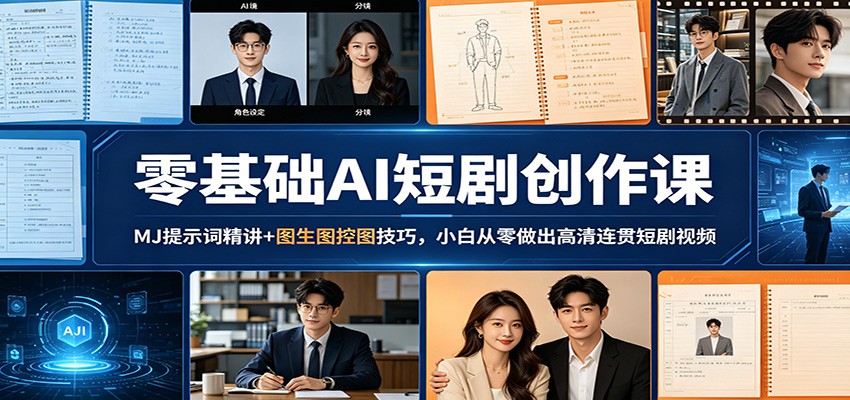 零基础AI短剧创作课：MJ提示词精讲+图生图控图技巧，小白从零做出高清连贯短剧视频-离锋创库