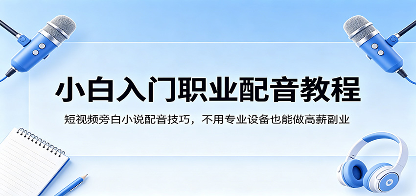 小白入门职业配音教程，短视频旁白小说配音技巧，不用专业设备也能做高薪副业-离锋创库