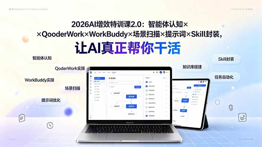 （19368期）2026AI增效特训课2.0：智能体认知×QoderWork×WorkBuddy×场景扫描×提示词×Skill封装，让AI真正帮你干活-离锋创库