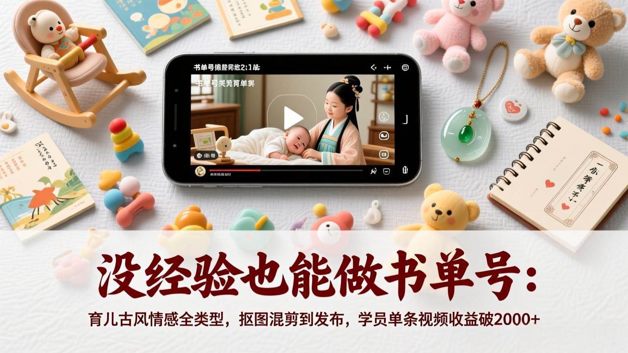 （17389期）没经验也能做书单号：育儿古风情感全类型，抠图混剪到发布，学员单条视频收益破2000+-离锋创库