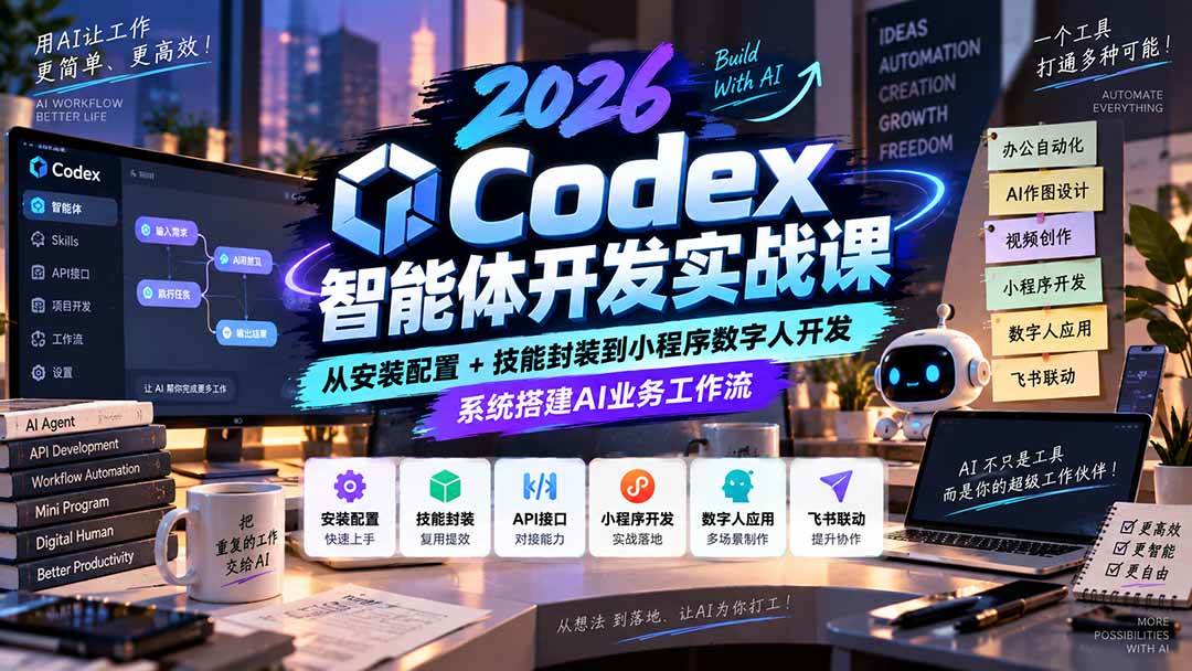 （20574期）2026Codex智能体开发实战课：从安装配置+技能封装到小程序数字人开发，系统搭建AI业务工作流-离锋创库