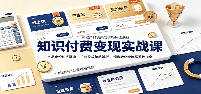 知识付费变现实战课：产品定价体系搭建，广告投放，销售转化全流程落地指南-离锋创库