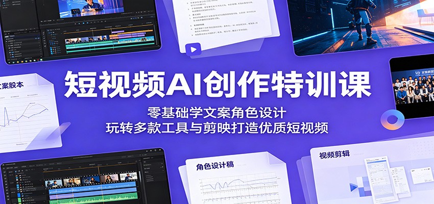 短视频AI创作特训课：零基础学文案角色设计，玩转多款工具与剪映打造优质短视频-离锋创库