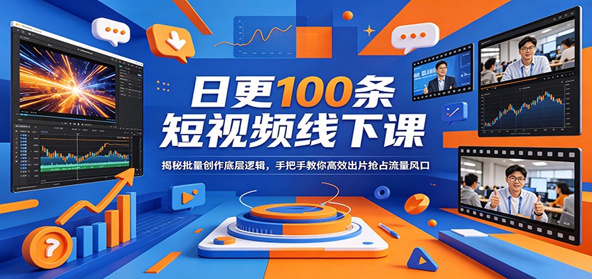 日更100条短视频线下课：揭秘批量创作底层逻辑，手把手教你高效出片抢占流量风口-离锋创库