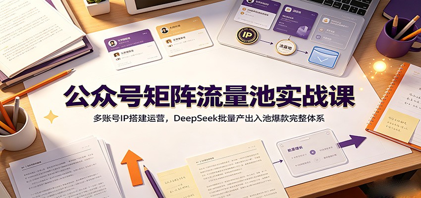 公众号矩阵流量池实战课:多账号IP搭建运营,DeepSeek批量产出入池爆款完整体系-离锋创库