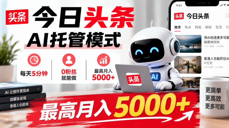 今日头条AI托管模式,每天5分钟,0粉丝就能做,最高月入5000+【揭秘】-离锋创库