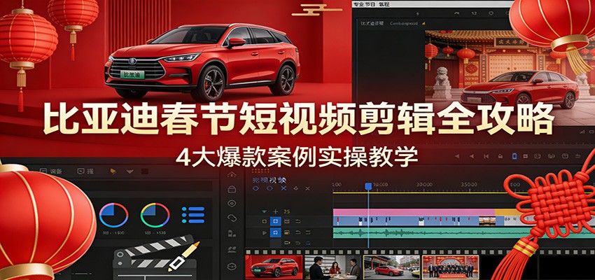 比亚迪春节短视频剪辑全攻略，4大爆款案例实操教学-离锋创库