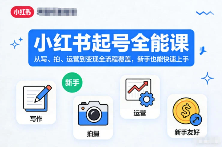 【精】小红书起号全能课，从写、拍、运营到变现全流程覆盖，新手也能快速上手-离锋创库