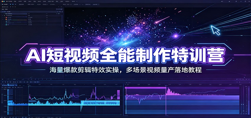 AI短视频全能制作特训营：海量爆款剪辑特效实操，多场景视频量产落地教程-离锋创库