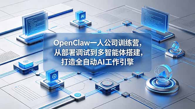 【精】OpenClaw 一人公司训练营,从部署调试到多智能体搭建,打造全自动 AI 工作引擎 【精】OpenClaw 一人公司训练营,从部署调试到多智能体搭建,打造全自动 AI 工作引擎