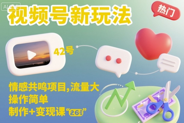 视频号新玩法，情感共鸣项目，流量大，操作简单，制作+变现课-离锋创库