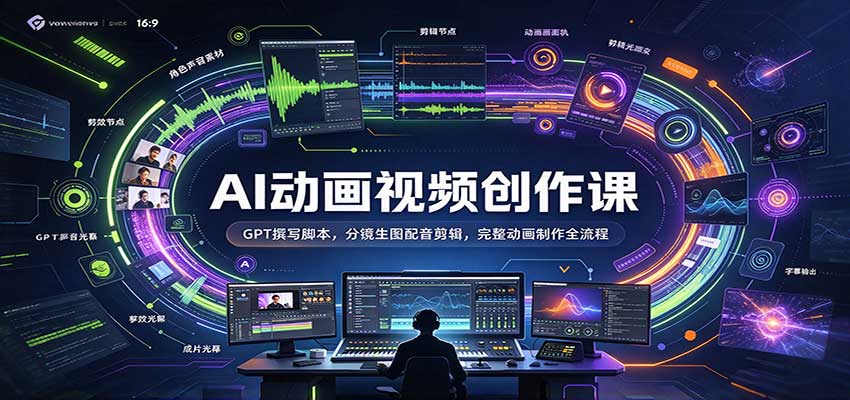 AI动画视频创作课：GPT撰写脚本，分镜生图配音剪辑，完整动画制作全流程-离锋创库