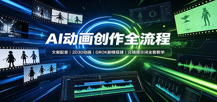 AI动画创作全流程：文案配音，2D3D动画，GROK剧情搭建，分镜提示词全套教学-离锋创库