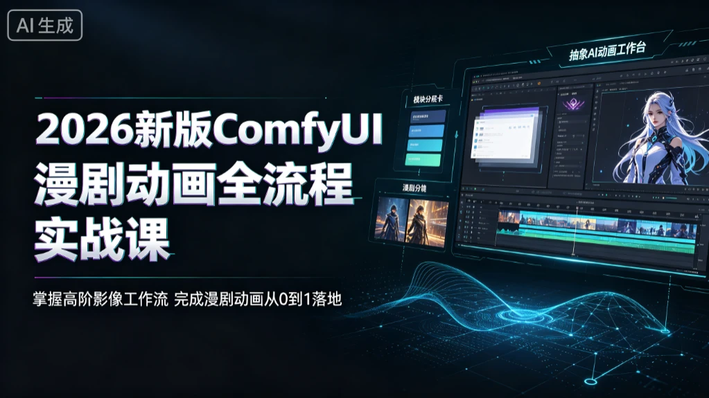【精】2026新版ComfyUI漫剧动画全流程实战课，掌握高阶影像工作流，完成漫剧动画从0到1落地-离锋创库