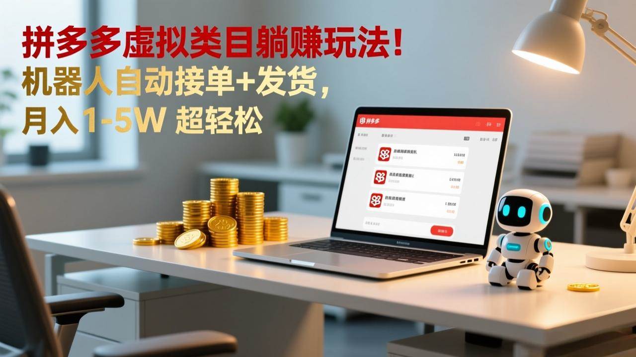 （17174期）多多虚拟类目躺赚玩法！机器人自动接单+发货，月入 1-5W 超轻松-离锋创库