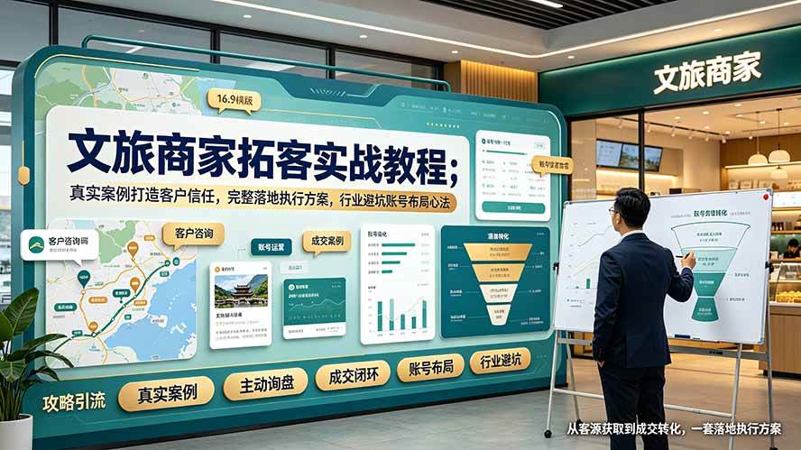 (19273期)文旅商家拓客实战教程;真实案例打造客户信任,完整落地执行方案,行业避坑账号布局心法-离锋创库