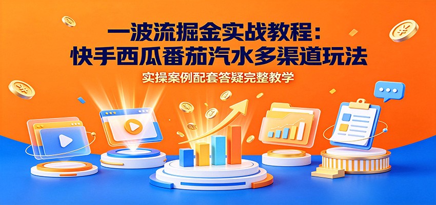 一波流掘金实战教程:快手西瓜番茄汽水多渠道玩法,实操案例配套答疑完整教学-离锋创库
