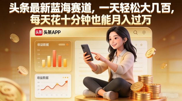 头条最新蓝海赛道，一天轻松大几张，每天花十分钟也能月入过1W【揭秘】-离锋创库