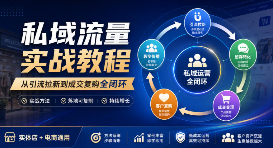 私域流量实战教程,从引流拉新到成交复购全闭环,实体店电商通用-离锋创库