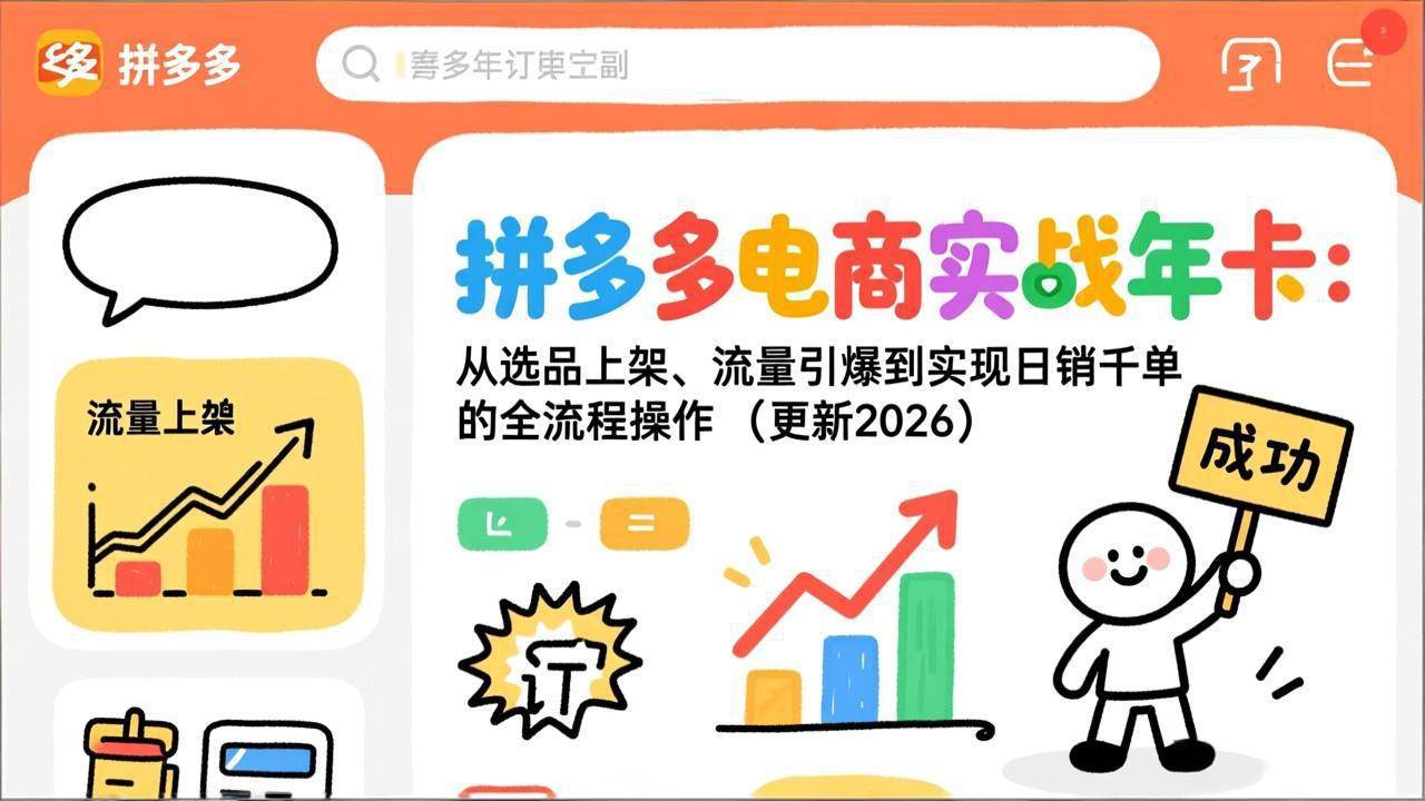 （19839期）拼多多电商实战年卡：从选品上架、流量引爆到实现日销千单的全流程操作（更新2026年8月）-离锋创库